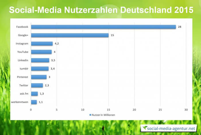 Social Media Nutzerzahlen in Deutschland 2015